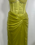 Liquid Metallic Green Corset Dress