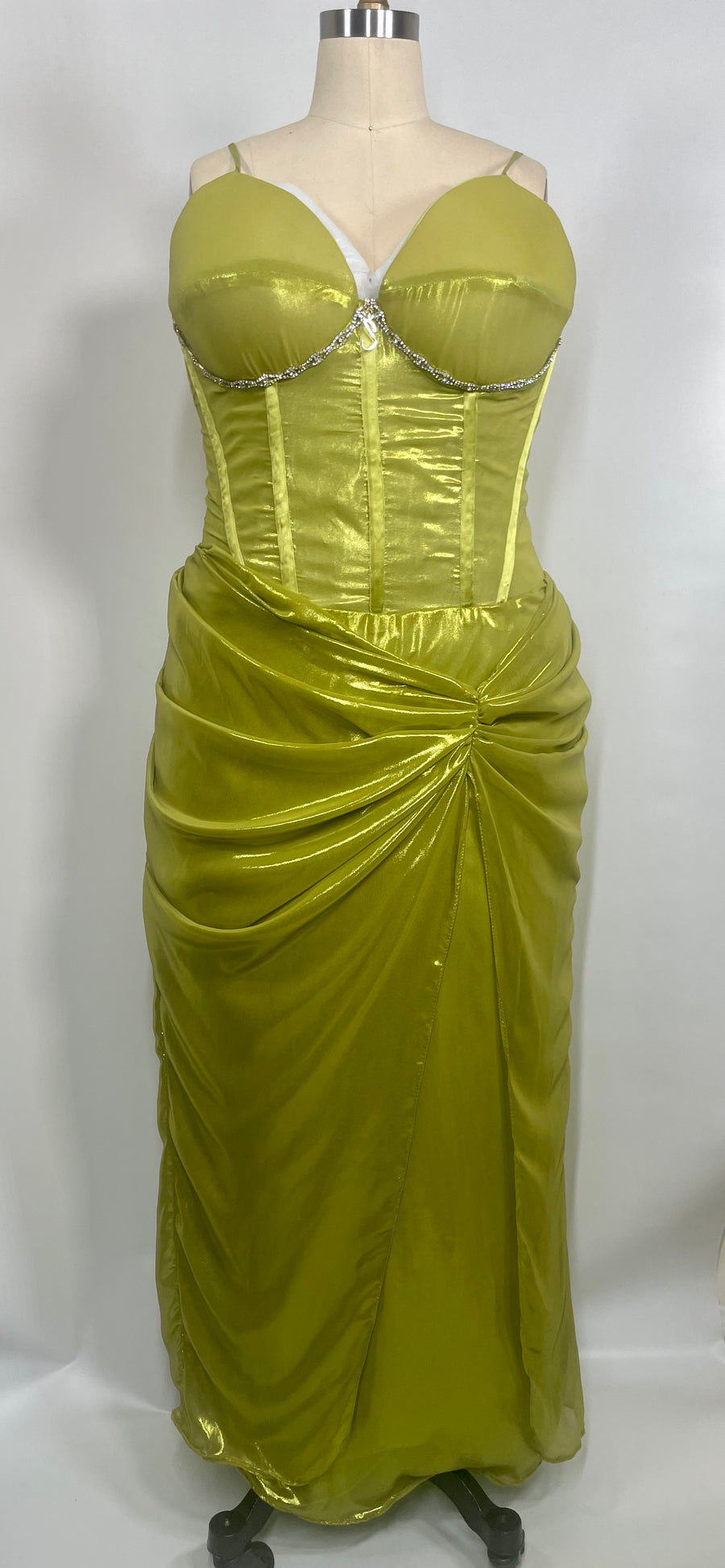 Liquid Metallic Green Corset Dress
